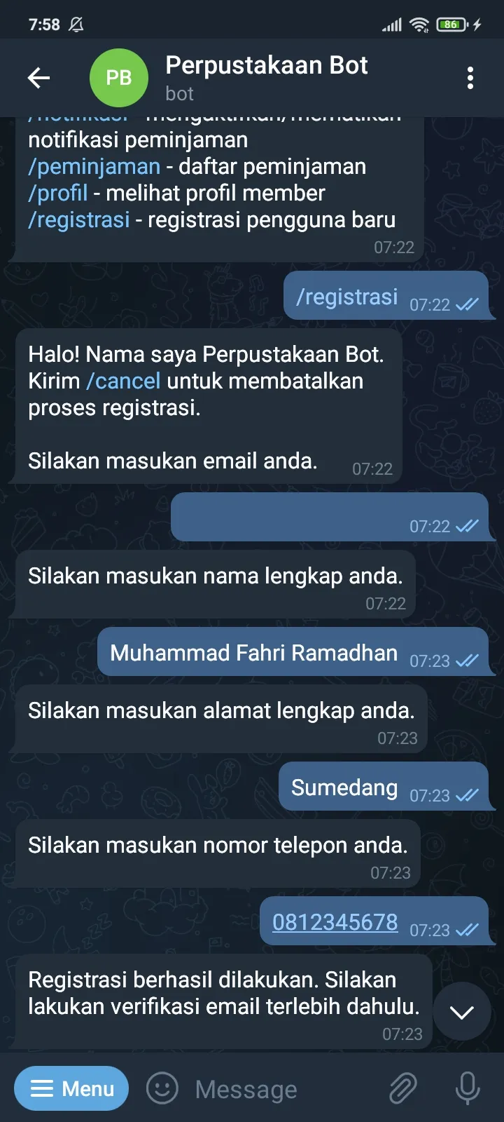 Perpustakaan Bot Preview